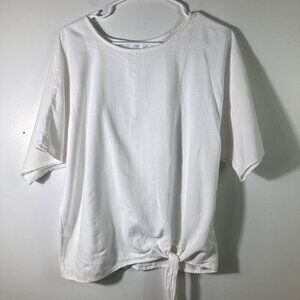 Womens Time and Tru Short Sleeve‎ Tie Front Top White S